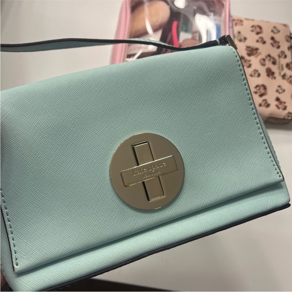 Kate Spade Light Blue cross body bag with Gold Accent